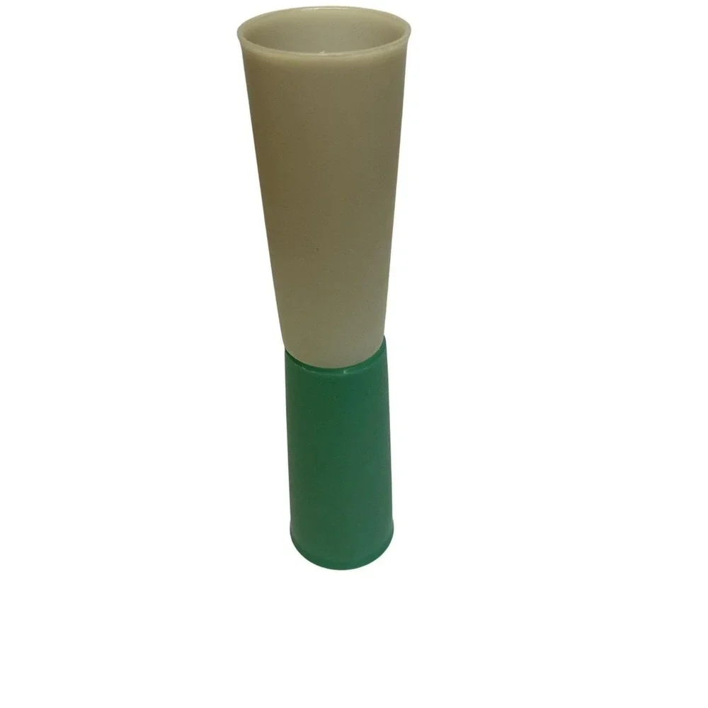 Vintage Tupperware Tall Tumblers Set Of 2 Green & White Plastic Cups Made In USA